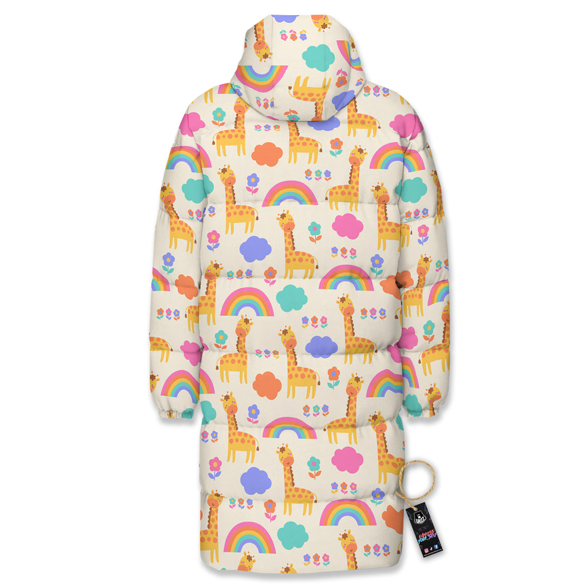 Baby Giraffe Cute Print Pattern Long Down Jacket-grizzshop