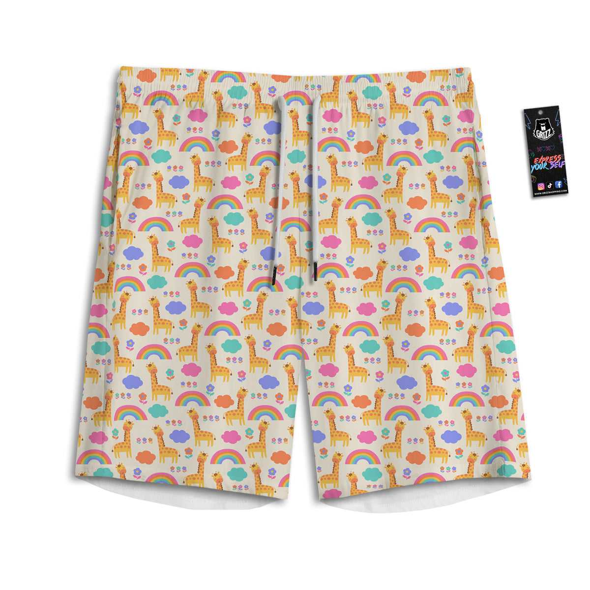 Baby Giraffe Cute Print Pattern Men's Athletic Shorts