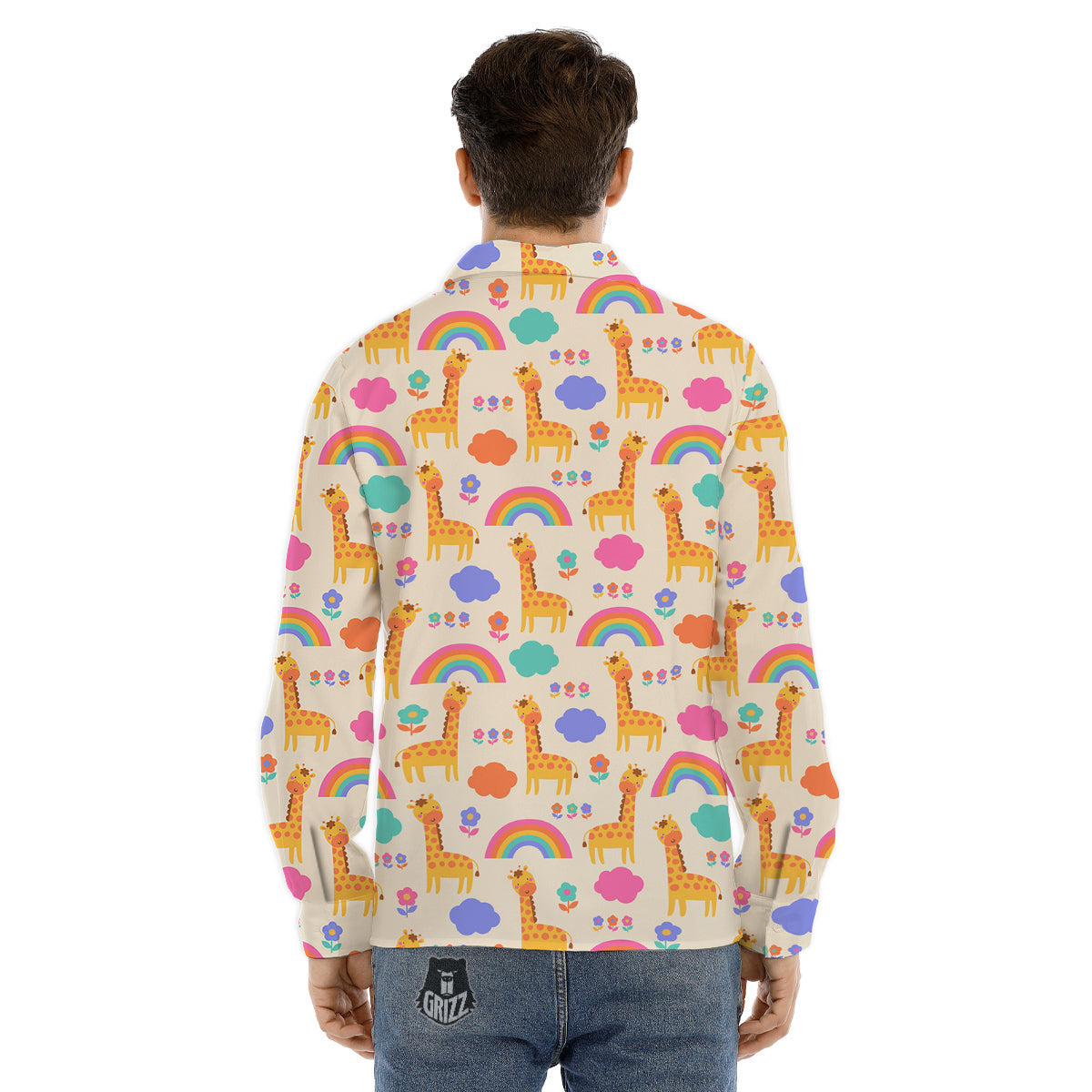 Baby Giraffe Cute Print Pattern Men's Dress Shirts-grizzshop