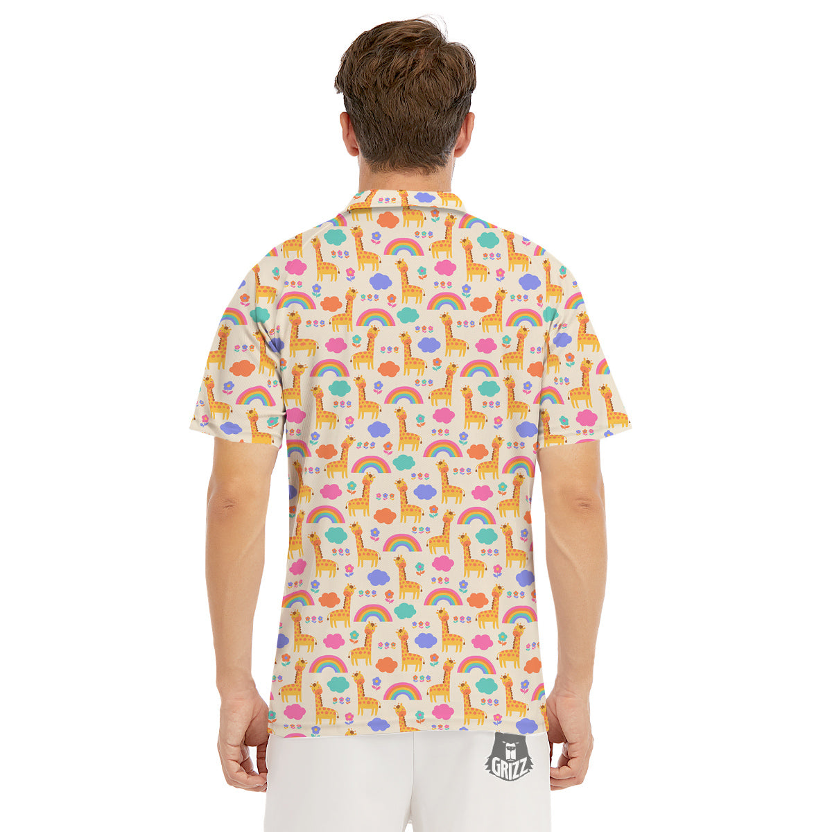 Baby Giraffe Cute Print Pattern Men's Golf Shirts-grizzshop