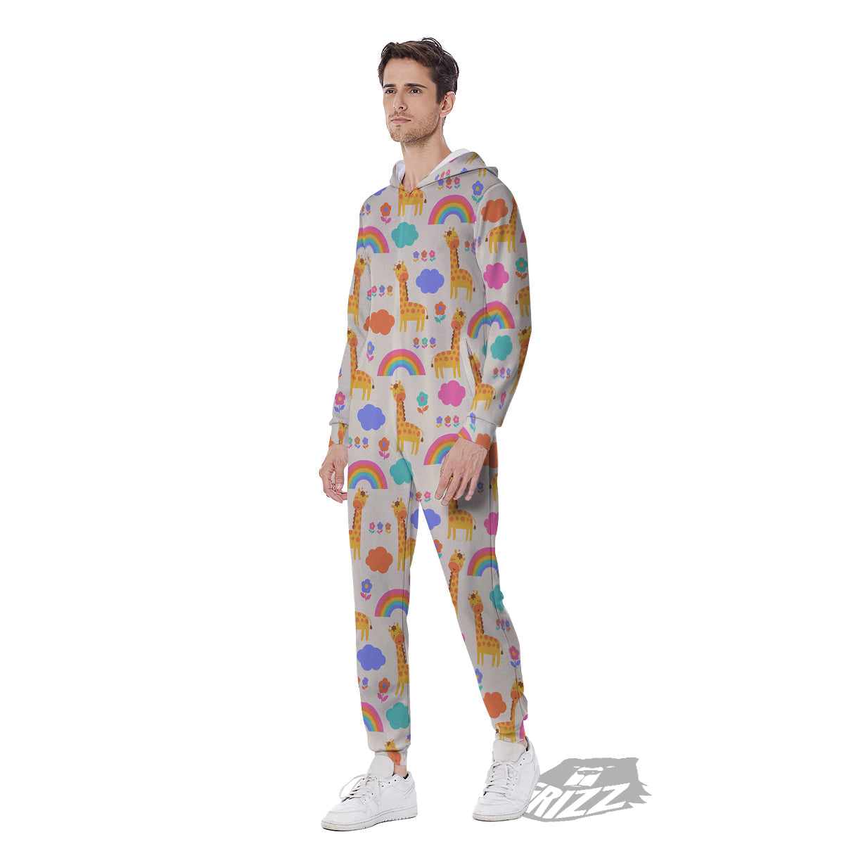 Baby Giraffe Cute Print Pattern Men's Jumpsuit-grizzshop