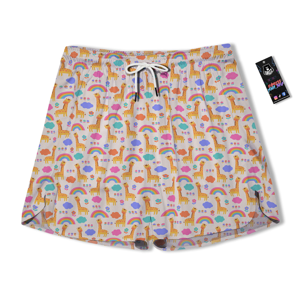 Baby Giraffe Cute Print Pattern Men's Running Shorts-grizzshop