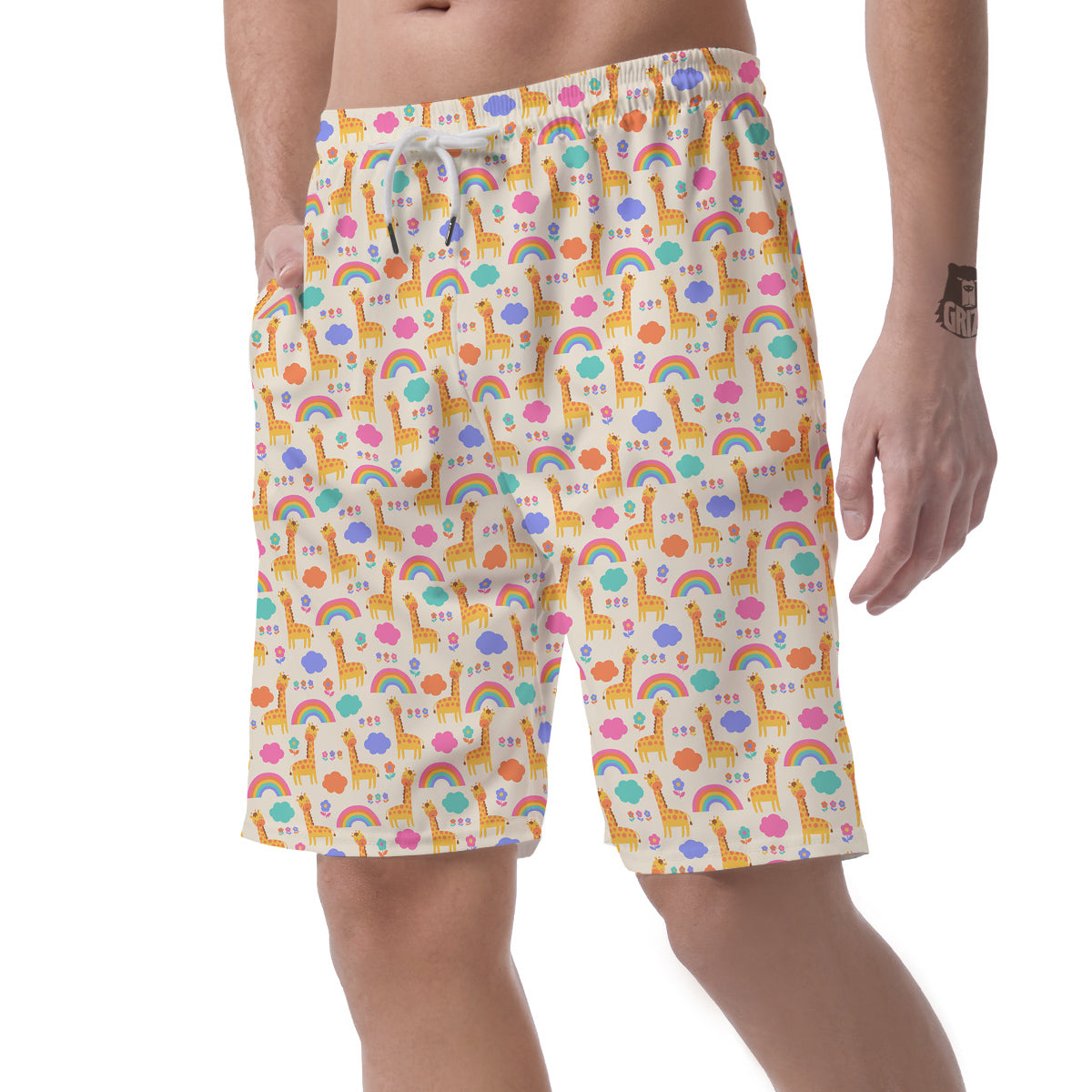 Baby Giraffe Cute Print Pattern Men's Shorts-grizzshop