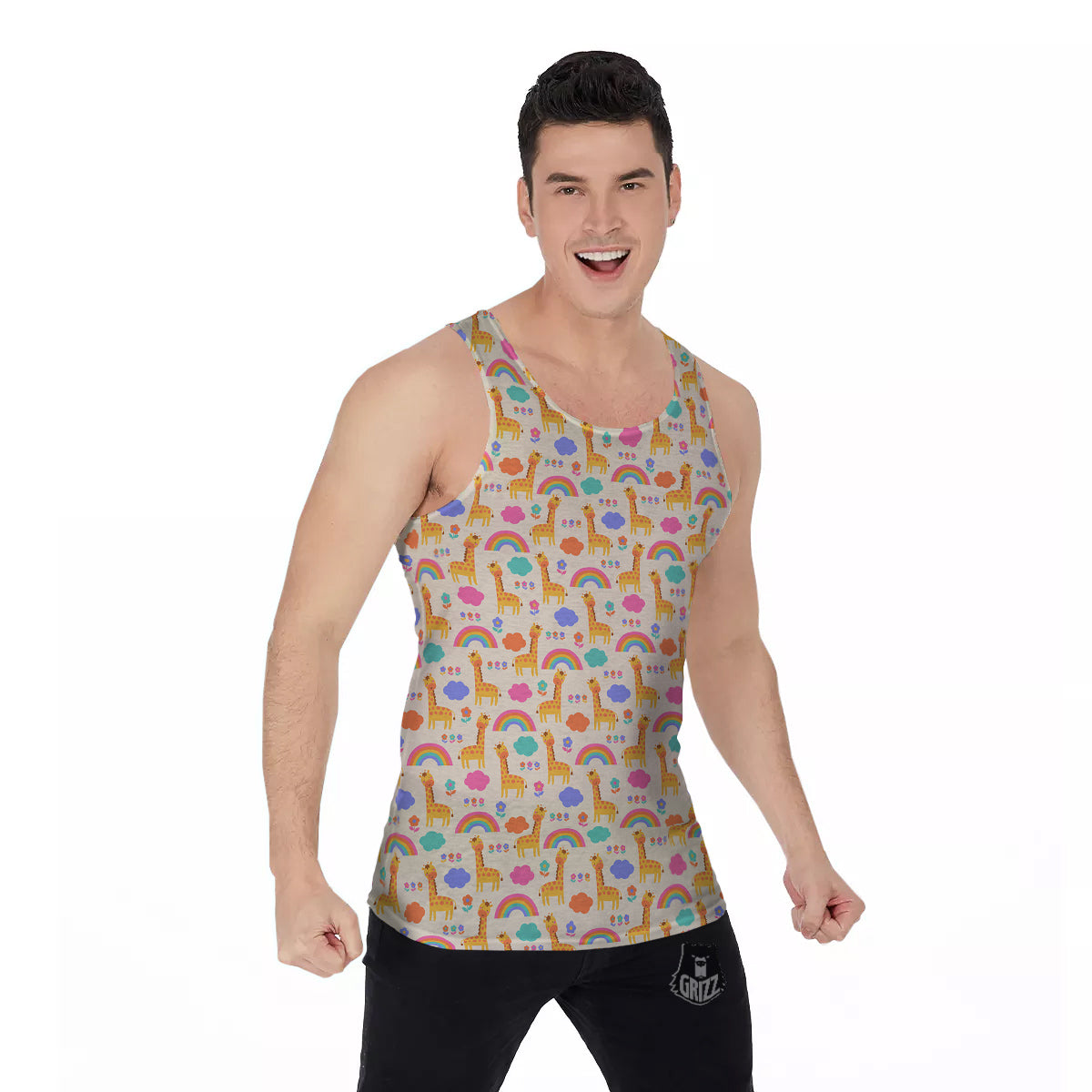 Baby Giraffe Cute Print Pattern Men's Tank Top-grizzshop