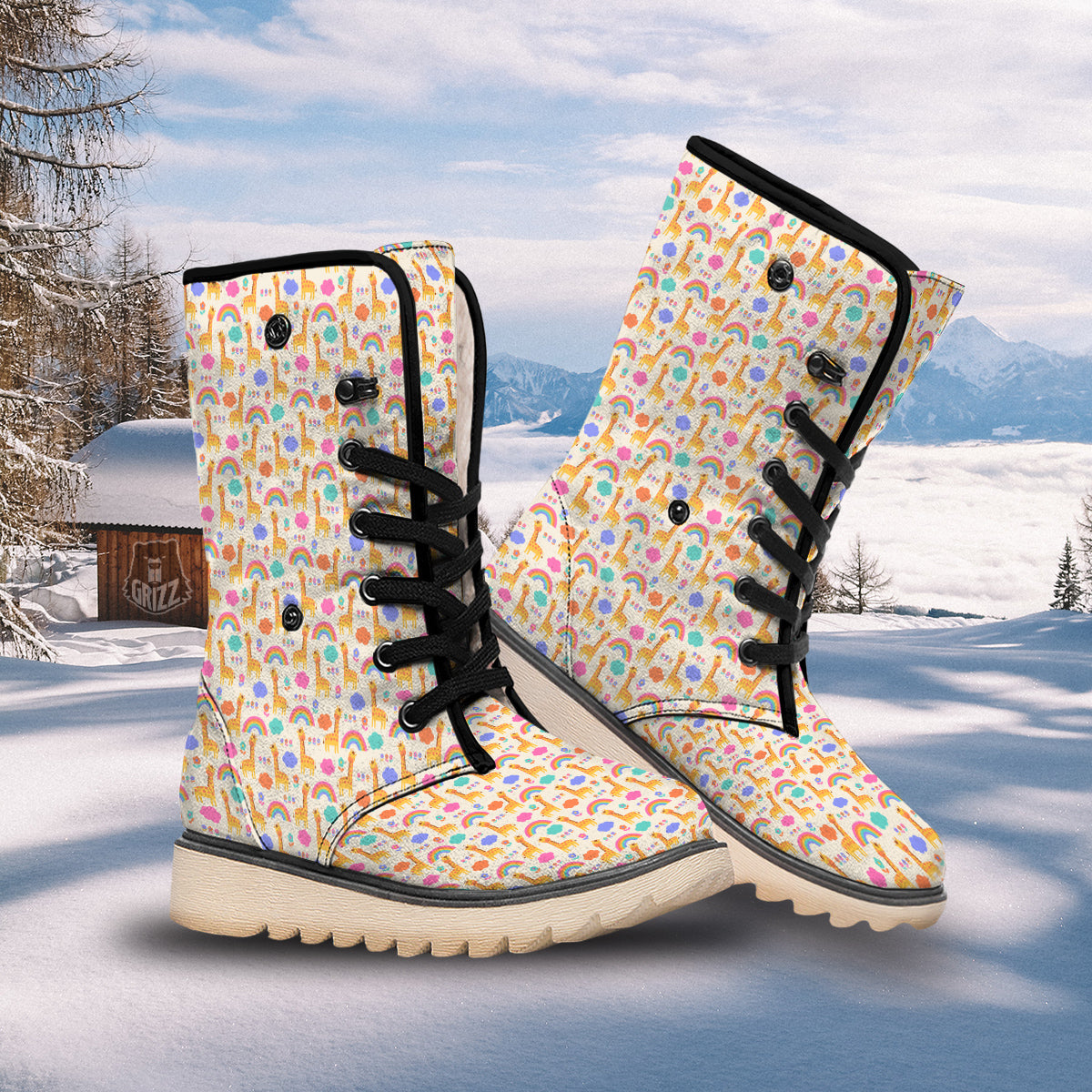 Baby Giraffe Cute Print Pattern Snow Boots-grizzshop