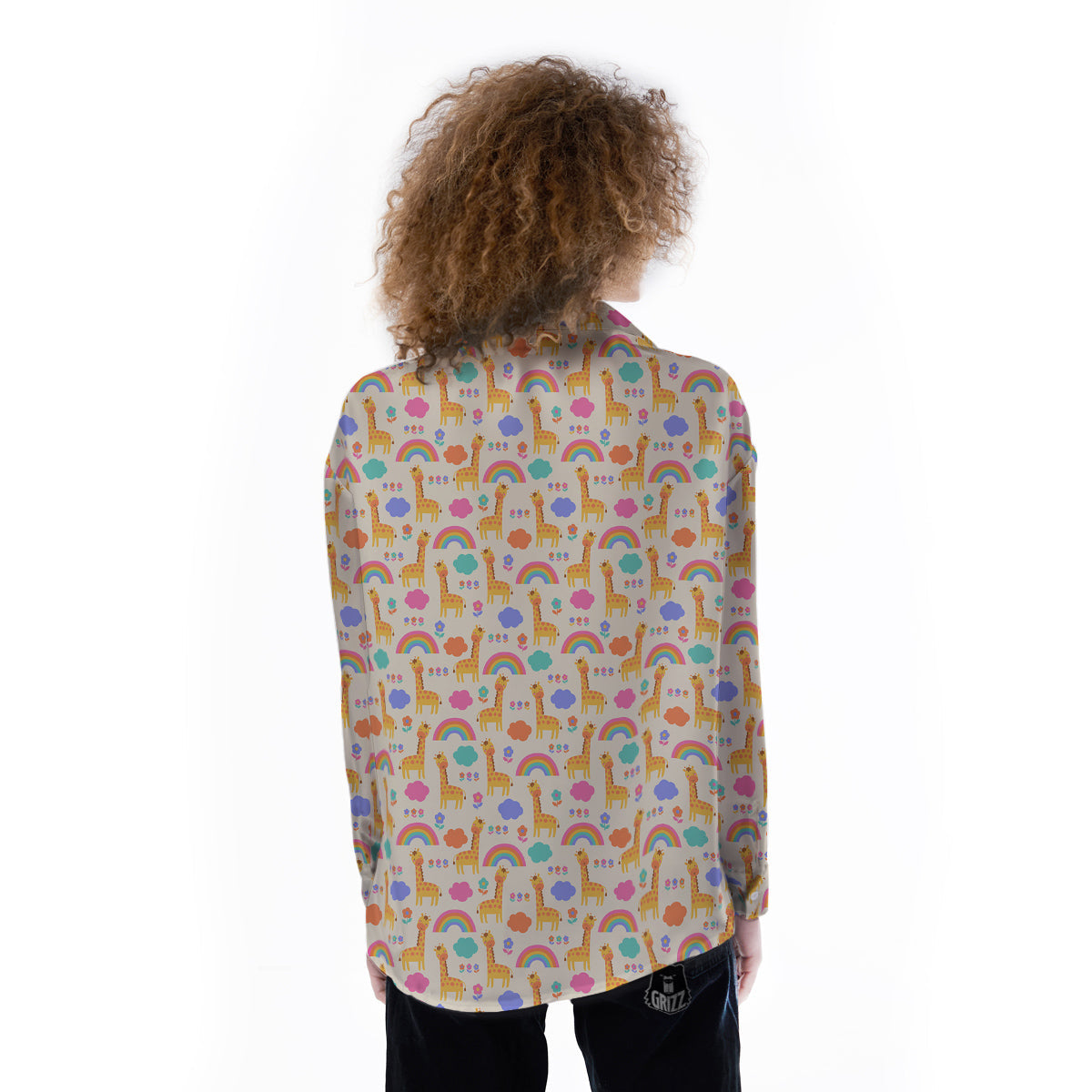Baby Giraffe Cute Print Pattern Women's Long Sleeve Shirts-grizzshop