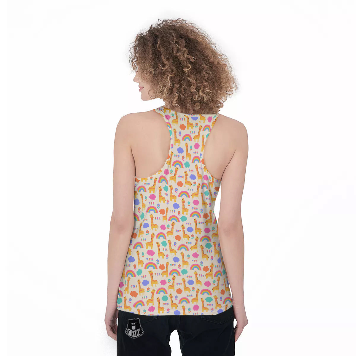 Baby Giraffe Cute Print Pattern Women's Racerback Tank Top-grizzshop