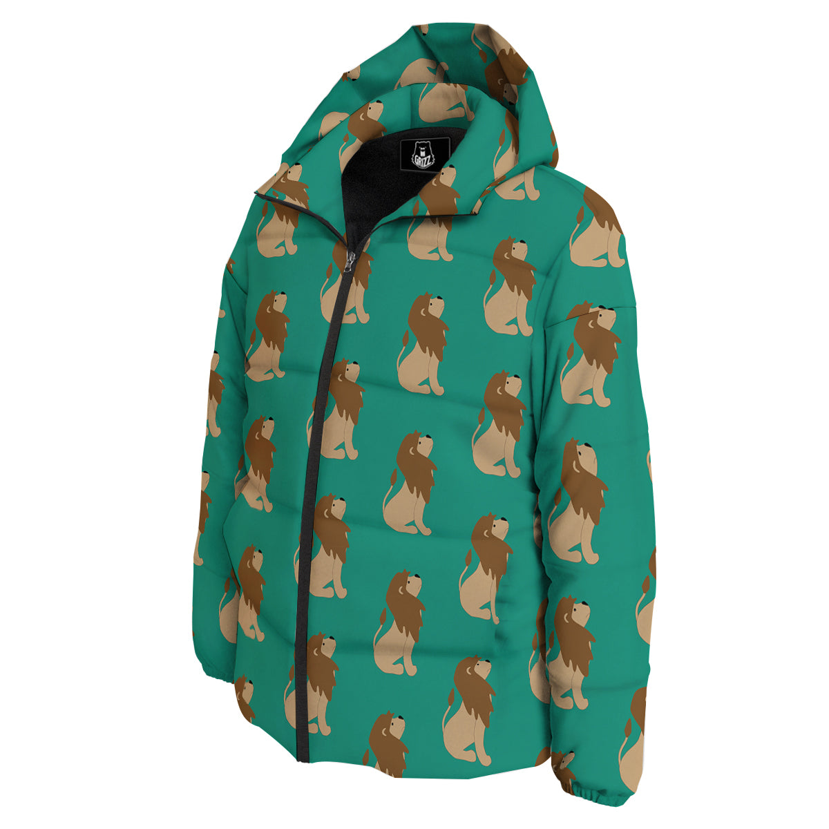 Baby Lion Print Pattern Down Jacket-grizzshop