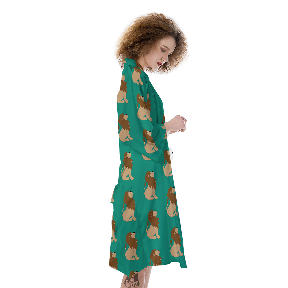 Baby Lion Print Pattern Kimono-grizzshop
