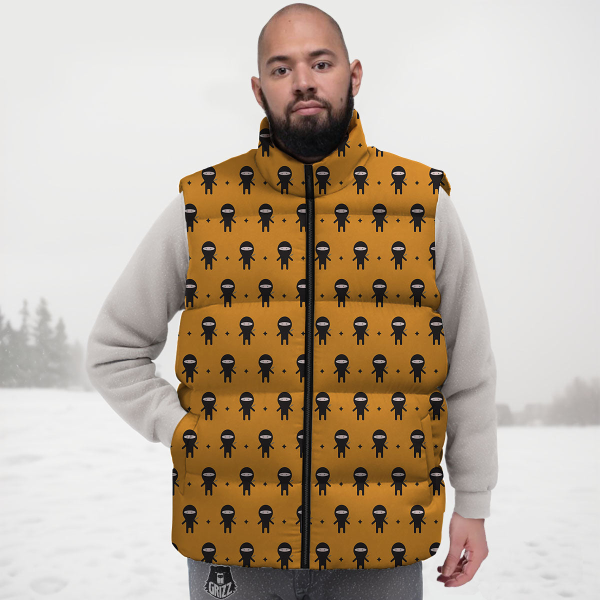 Baby Ninja Print Pattern Down Vest-grizzshop