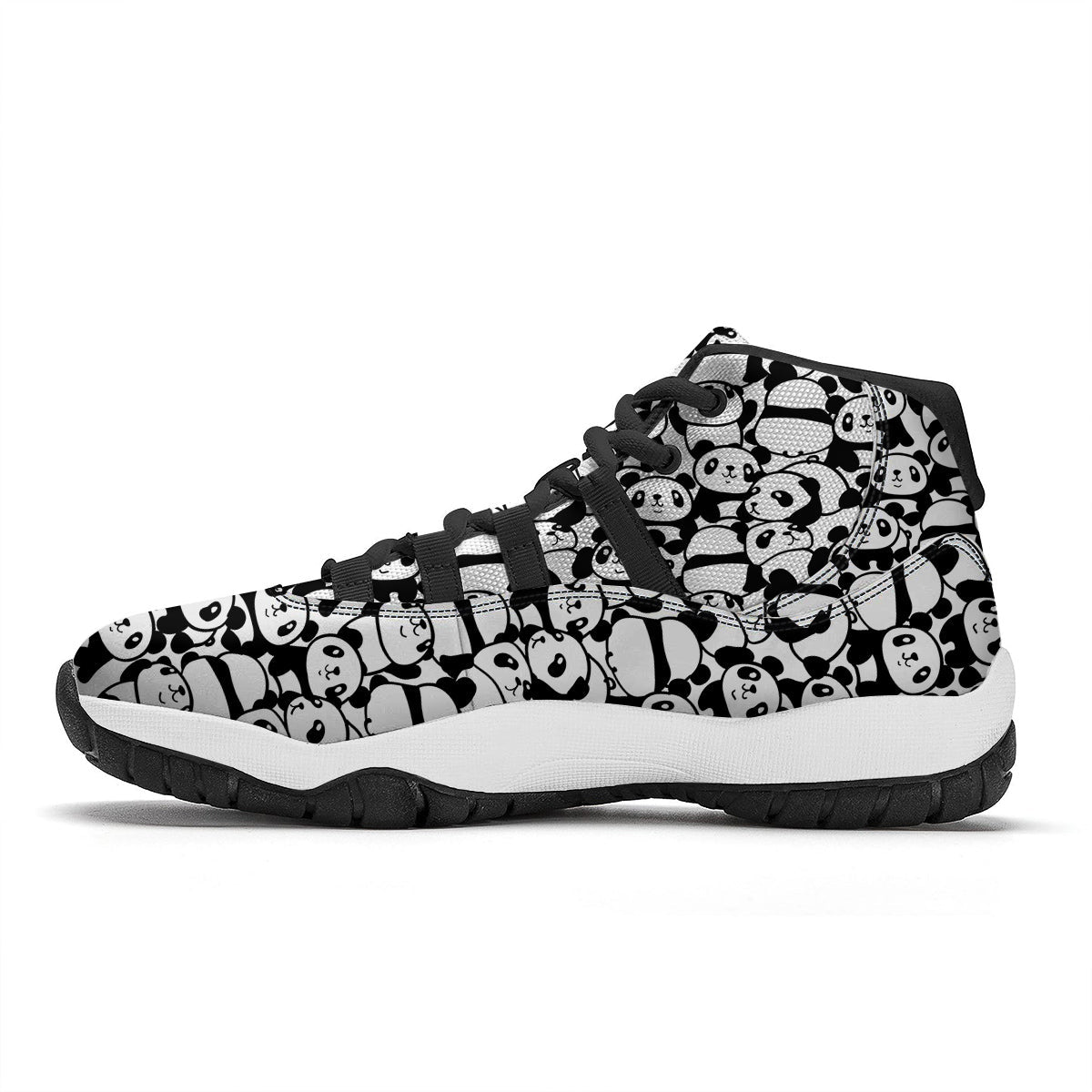Baby Panda Cute Print Pattern Black Bball Shoes-grizzshop
