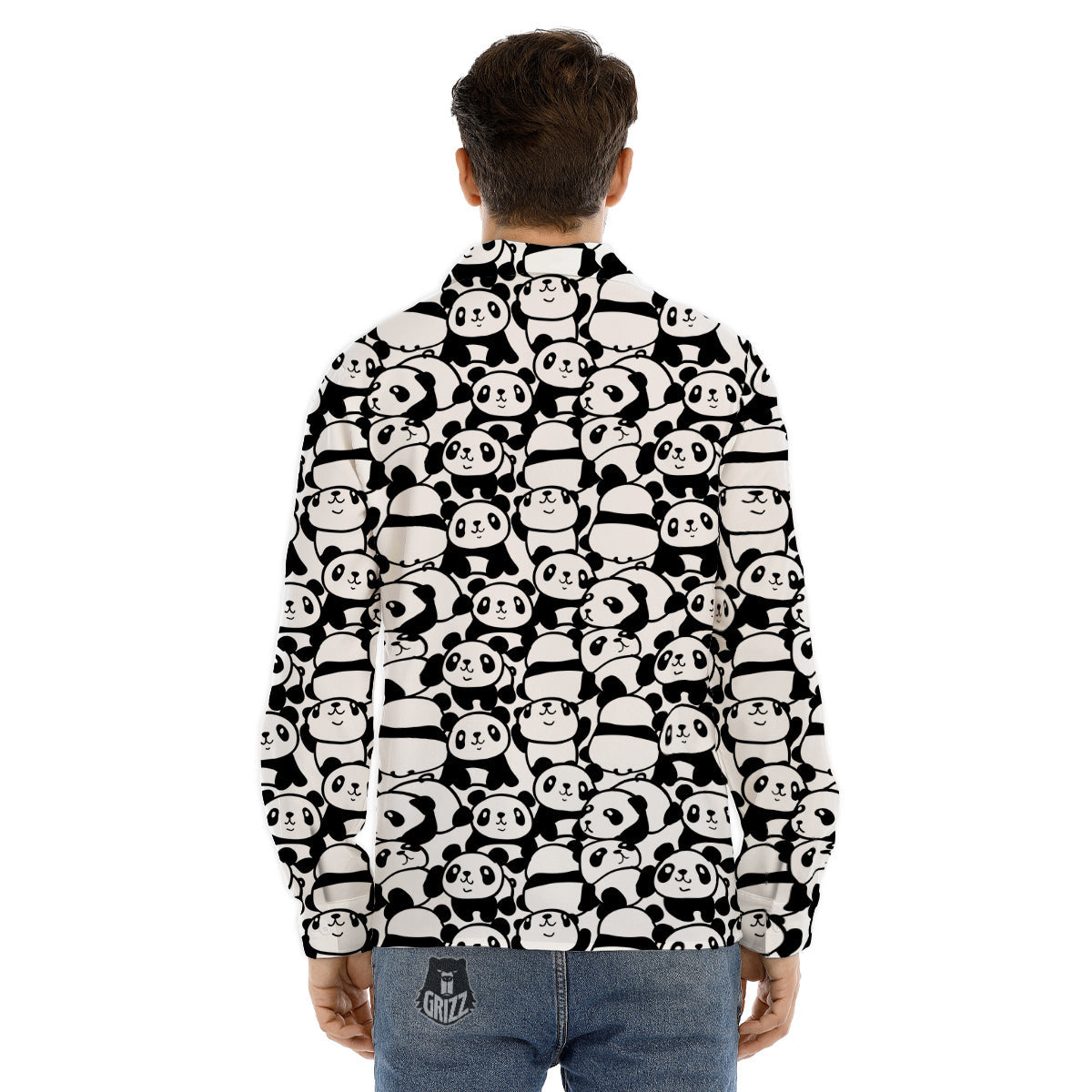 Baby Panda Cute Print Pattern Men's Dress Shirts-grizzshop