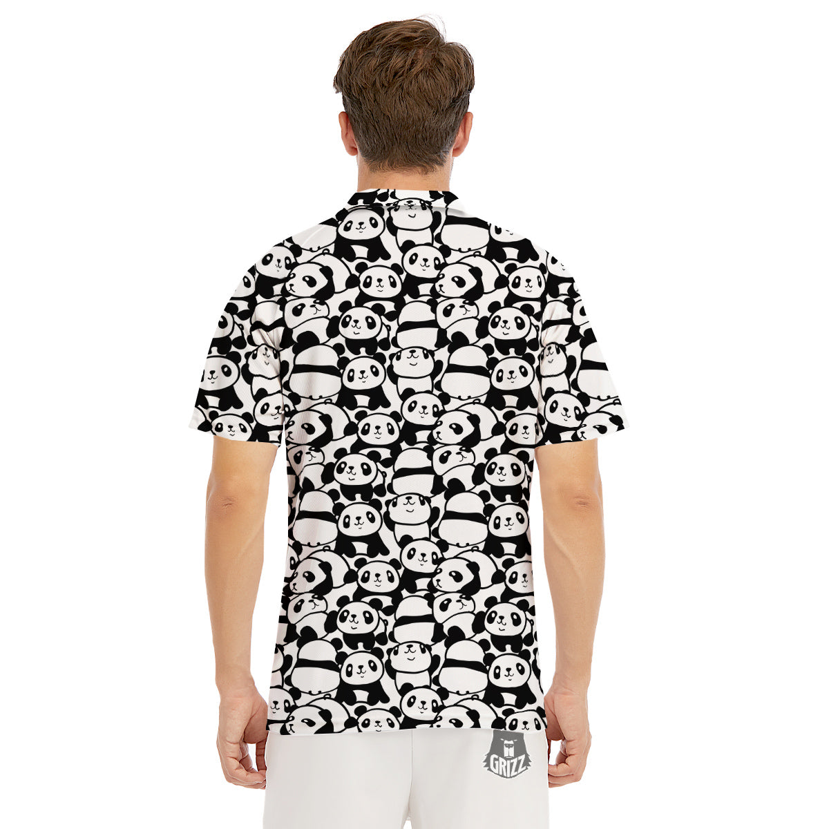 Baby Panda Cute Print Pattern Men's Golf Shirts-grizzshop