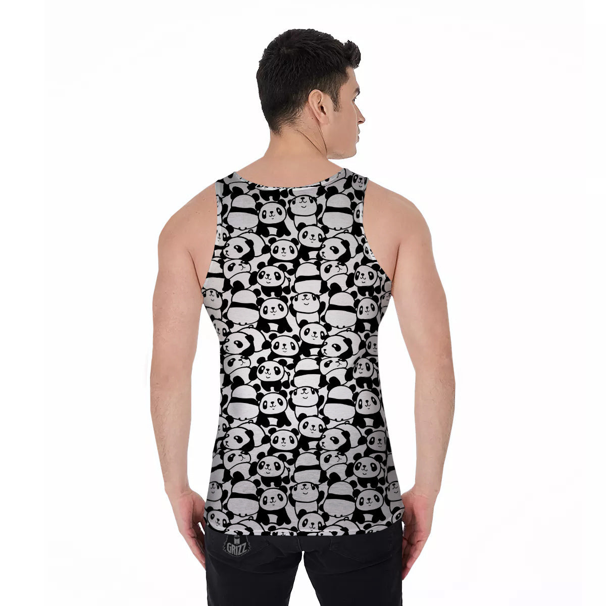 Baby Panda Cute Print Pattern Men's Tank Top-grizzshop
