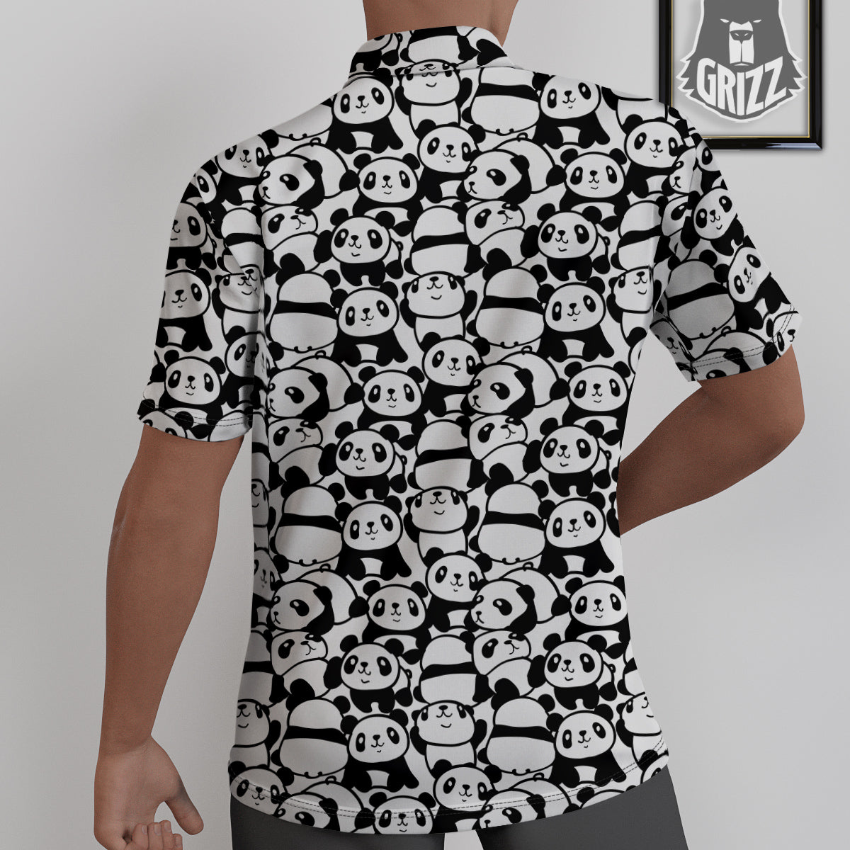 Baby Panda Cute Print Pattern Untucked Shirts-grizzshop