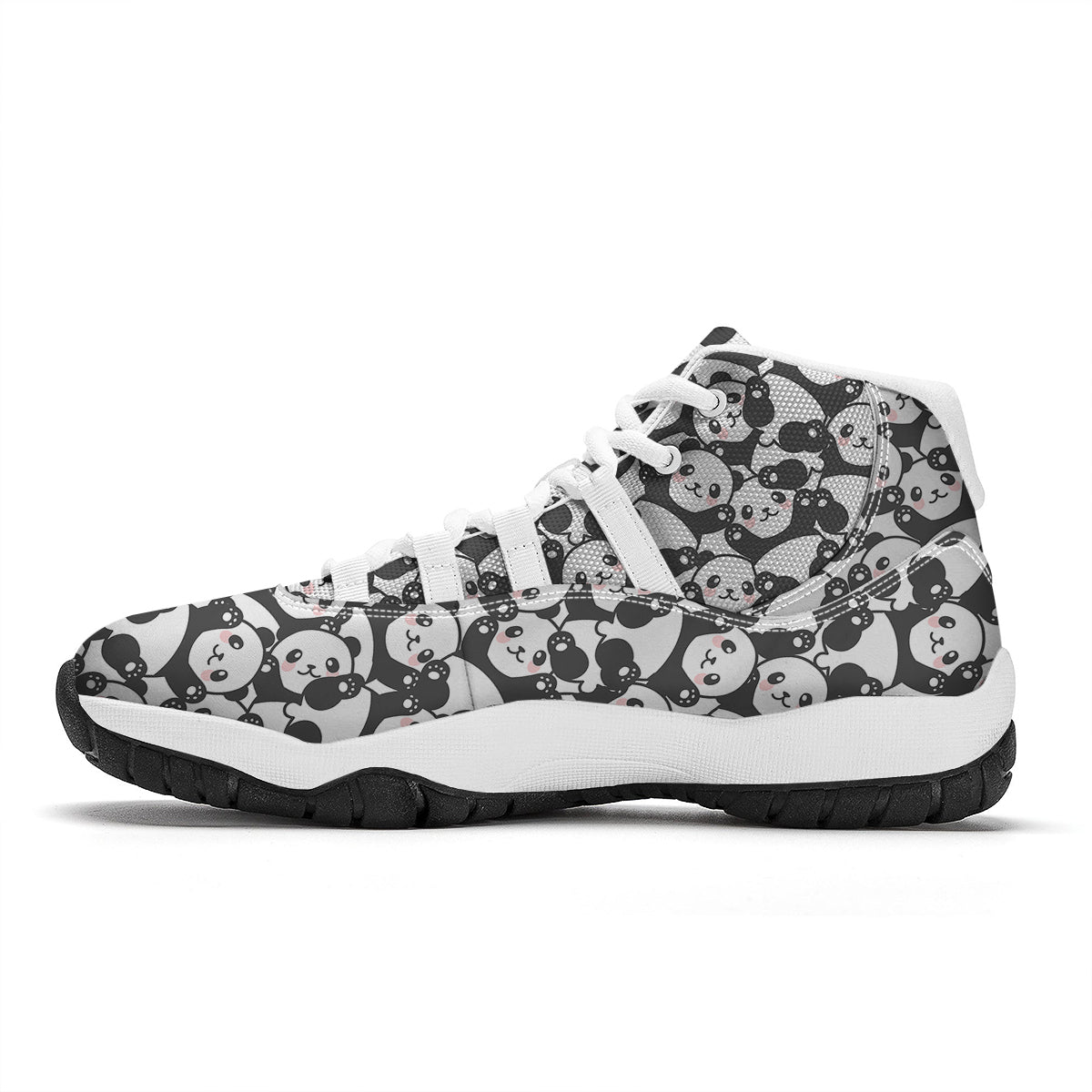 Baby Panda Pattern Print White Bball Shoes-grizzshop