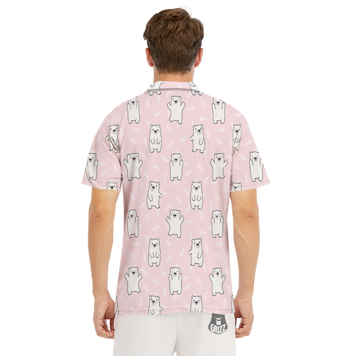 Baby Polar Bear White Print Pattern Men's Golf Shirts-grizzshop