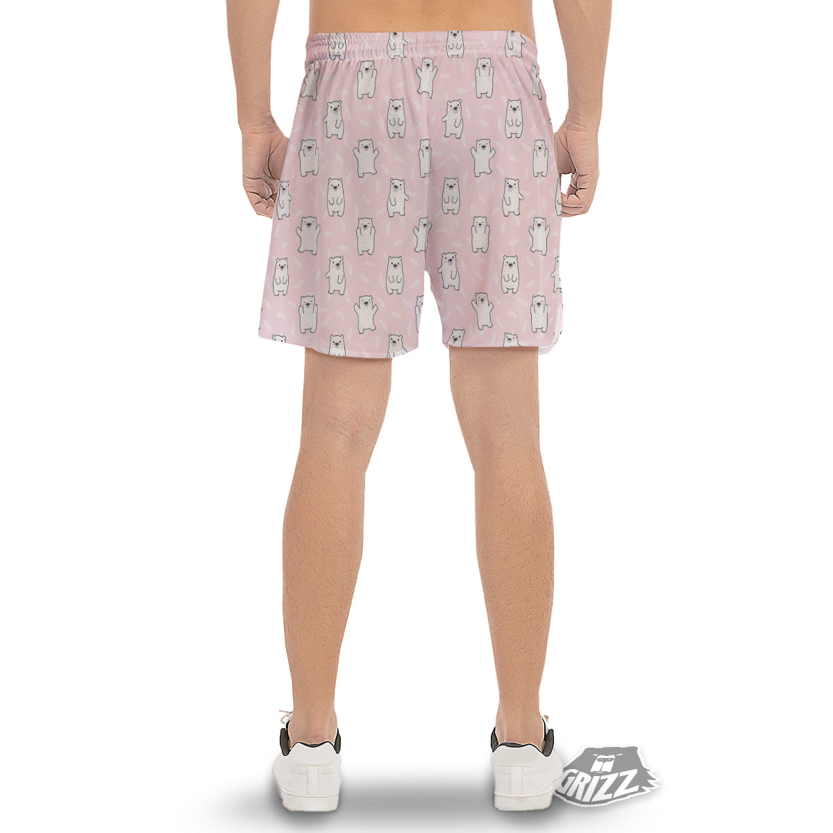 Baby Polar Bear White Print Pattern Men's Gym Shorts-grizzshop