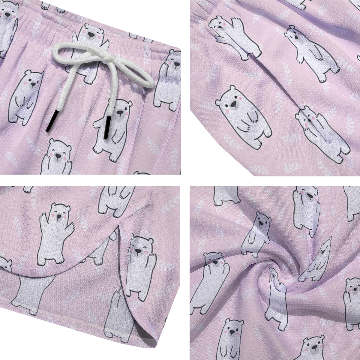 Baby Polar Bear White Print Pattern Men's Running Shorts-grizzshop