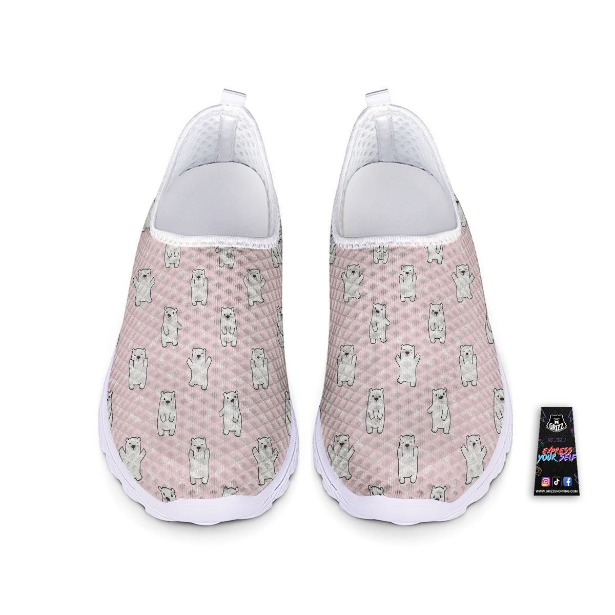 Baby Polar Bear White Print Pattern Nurse Shoes-grizzshop