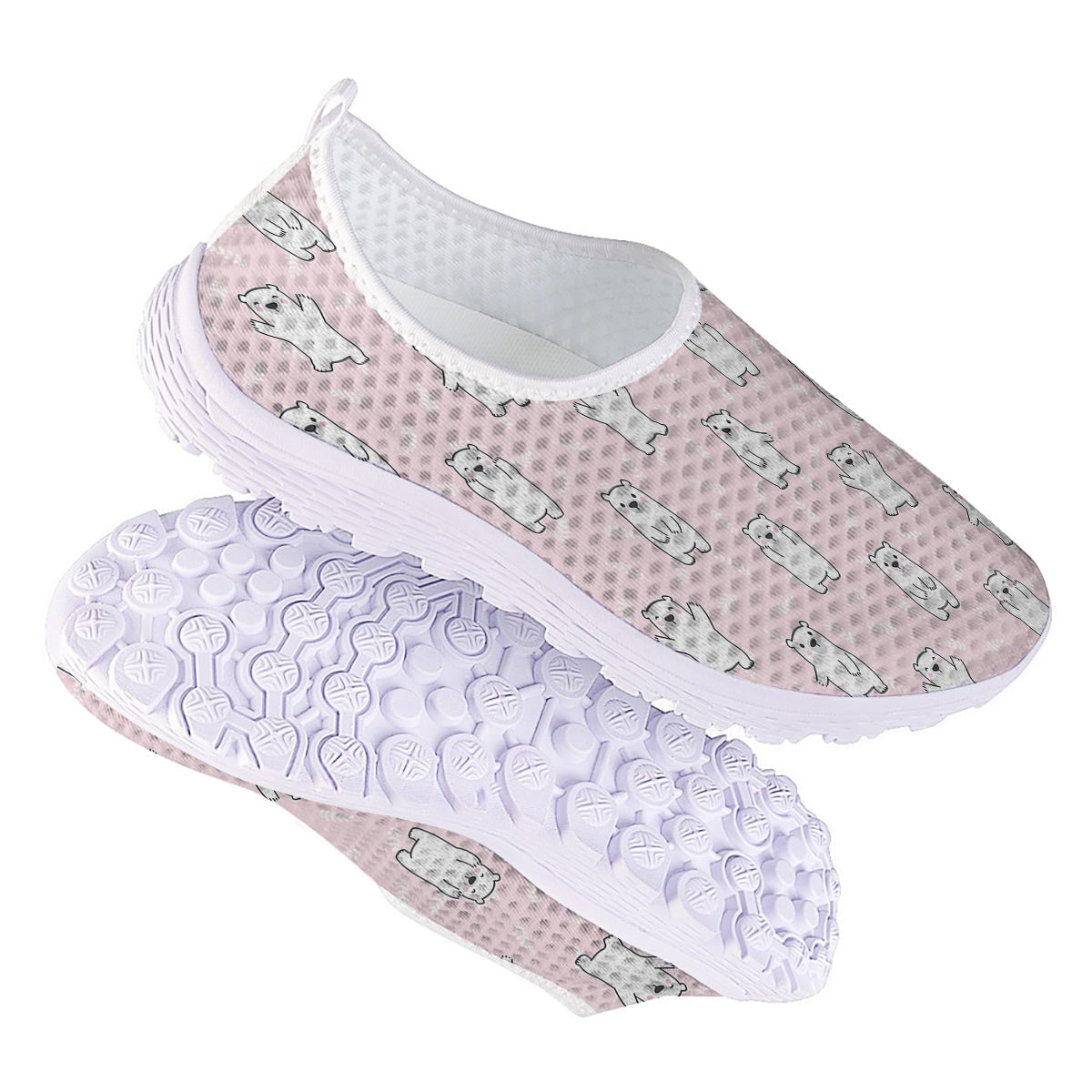 Baby Polar Bear White Print Pattern Nurse Shoes-grizzshop
