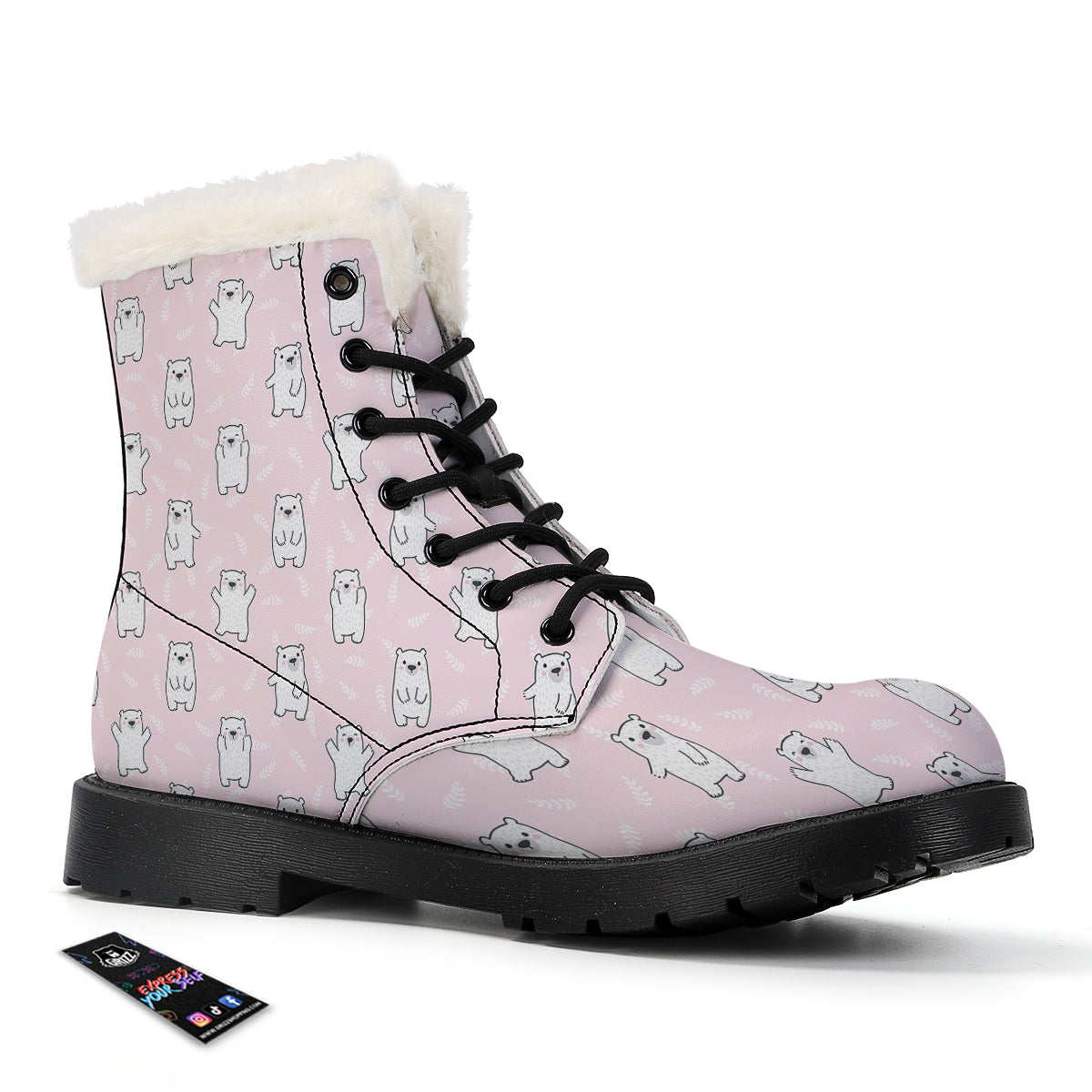 Baby Polar Bear White Print Pattern Winter Boots-grizzshop