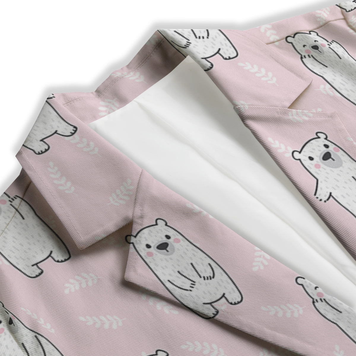 Baby Polar Bear White Print Pattern Women's Blazer-grizzshop