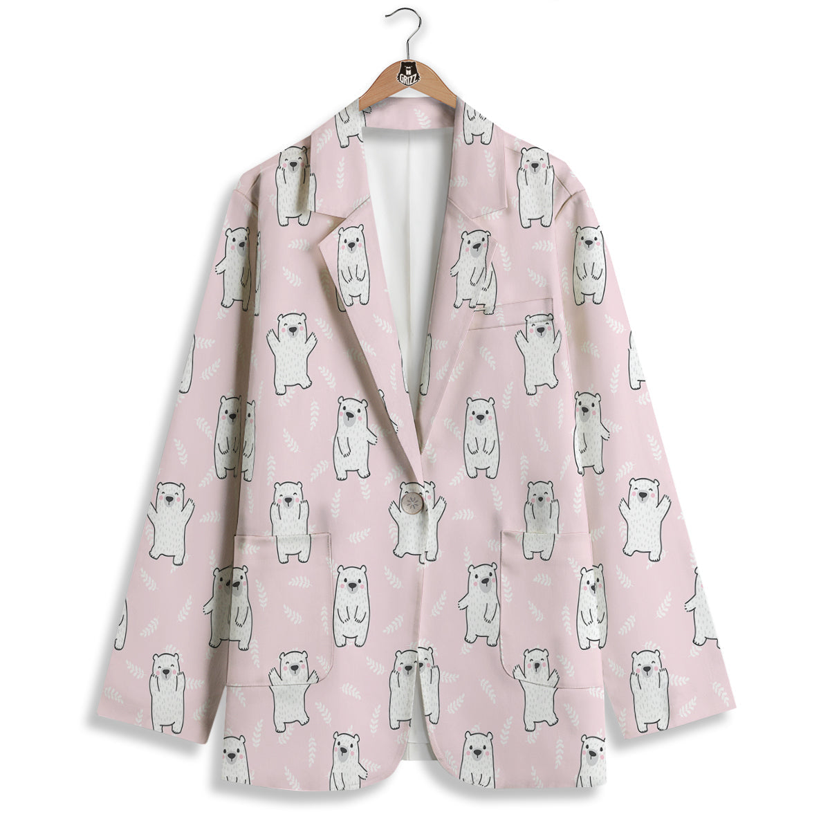 Baby Polar Bear White Print Pattern Women's Blazer-grizzshop
