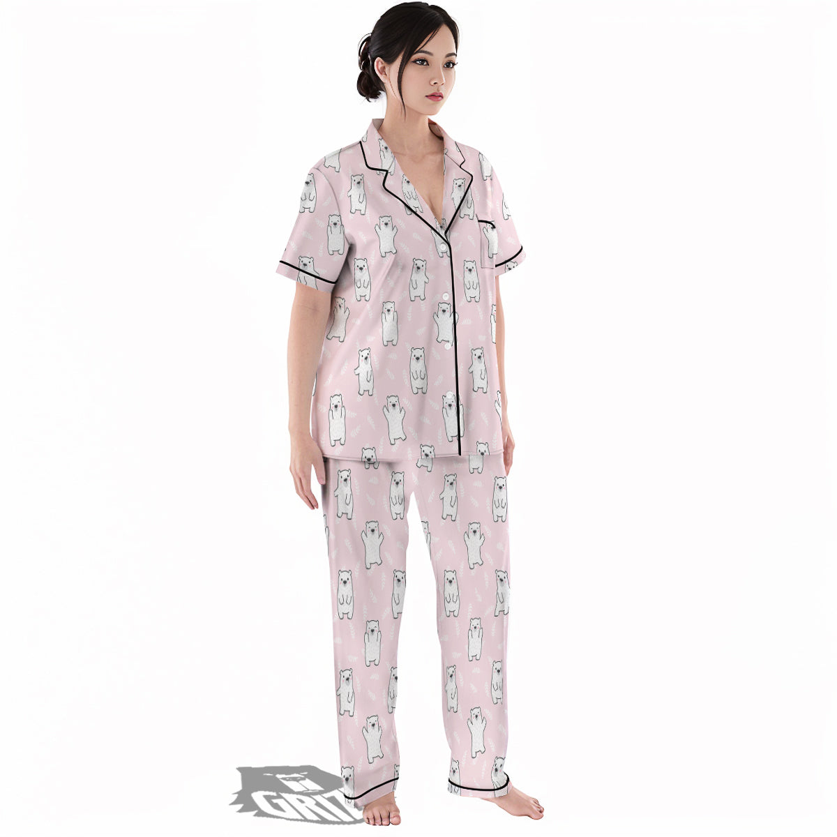 Baby Polar Bear White Print Pattern Women's Pajamas Set-grizzshop