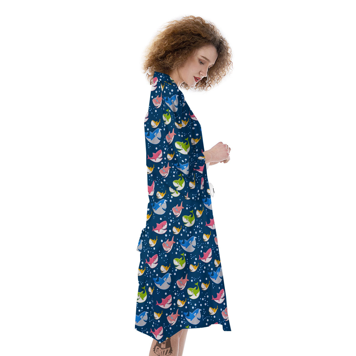Baby Sharks Colorful Print Pattern Kimono-grizzshop