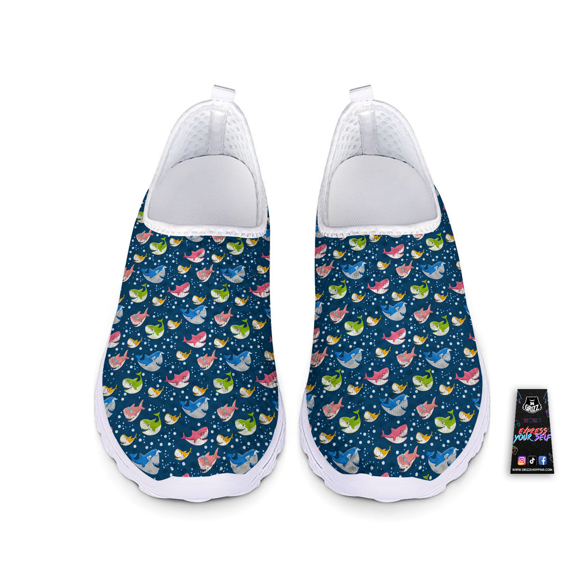 Baby Sharks Colorful Print Pattern Nurse Shoes-grizzshop