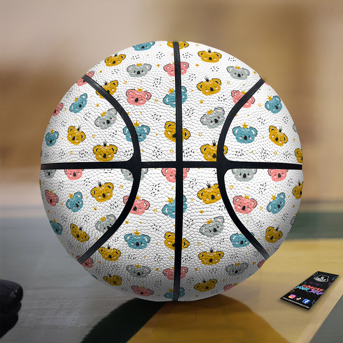 Baby Bear Colorful Cartoon Print Pattern Basketball
