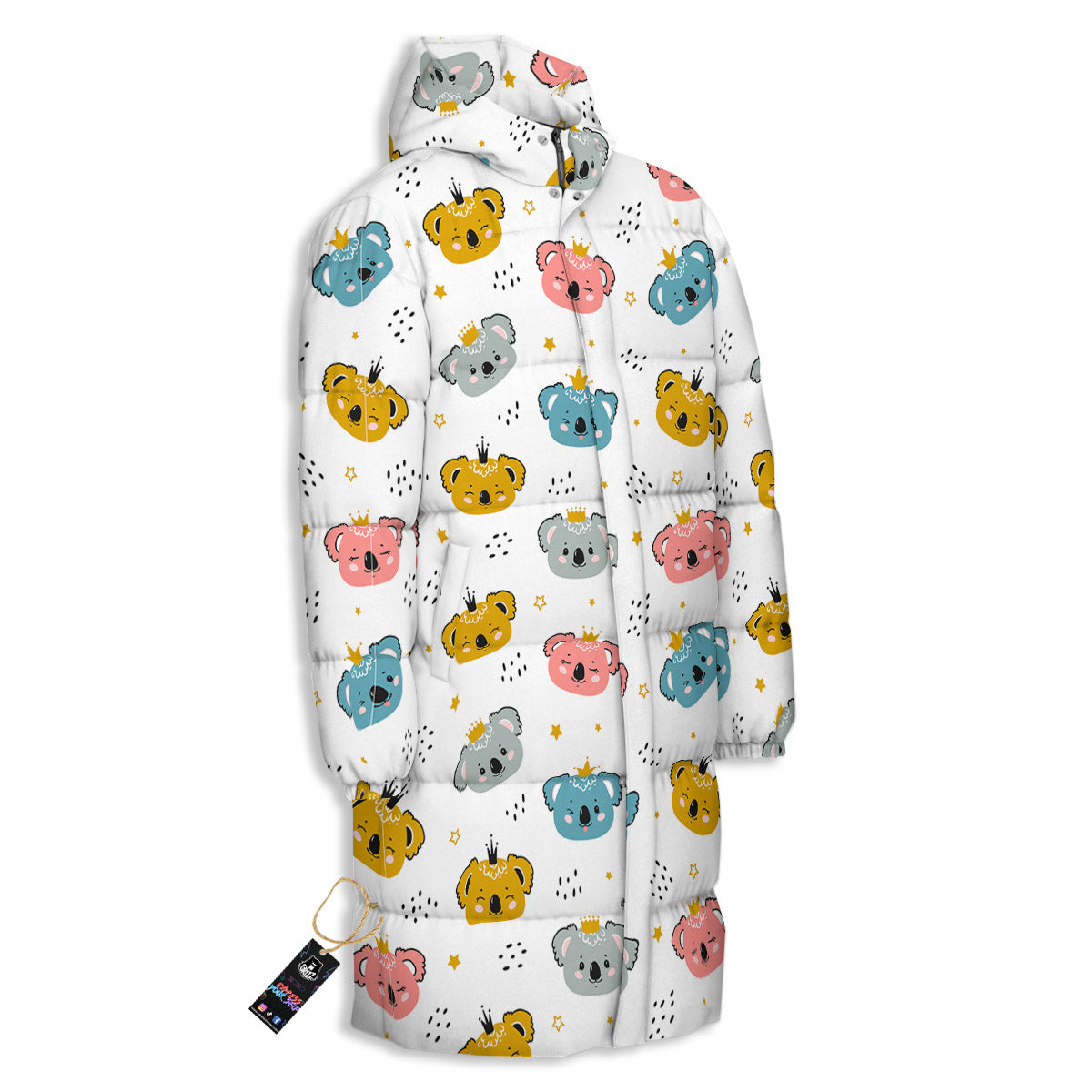 Baby Bear Colorful Cartoon Print Pattern Long Down Jacket