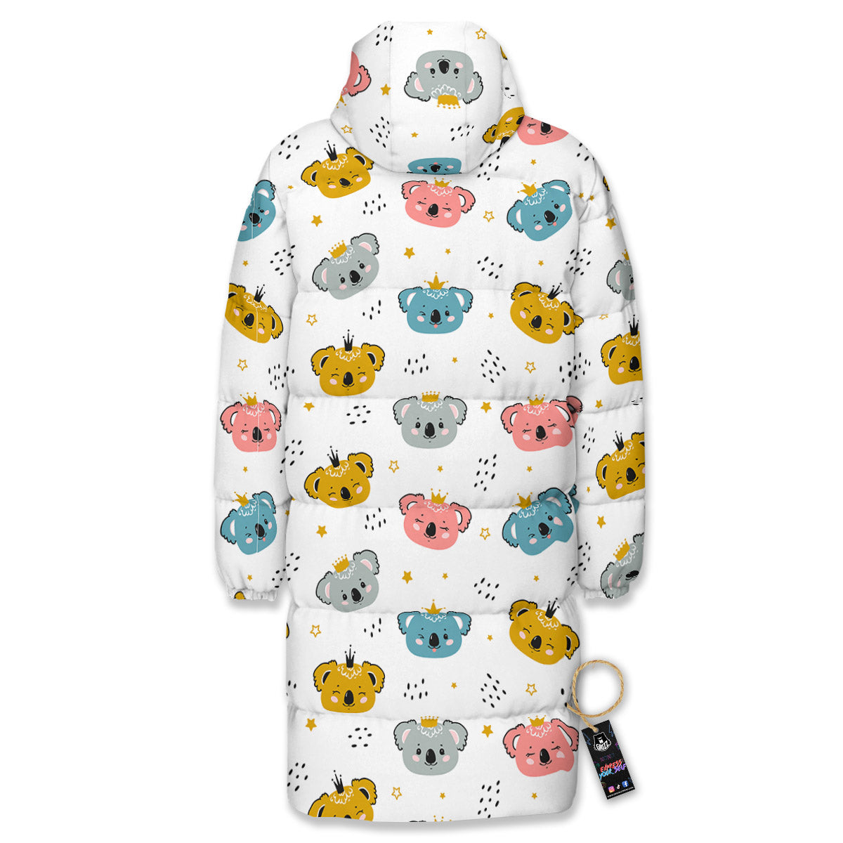 Baby Bear Colorful Cartoon Print Pattern Long Down Jacket