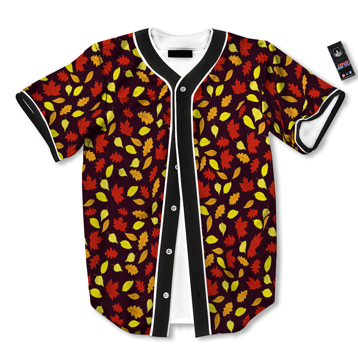 Back And Elm Maple Leave Print Pattern Baseball Jersey-grizzshop