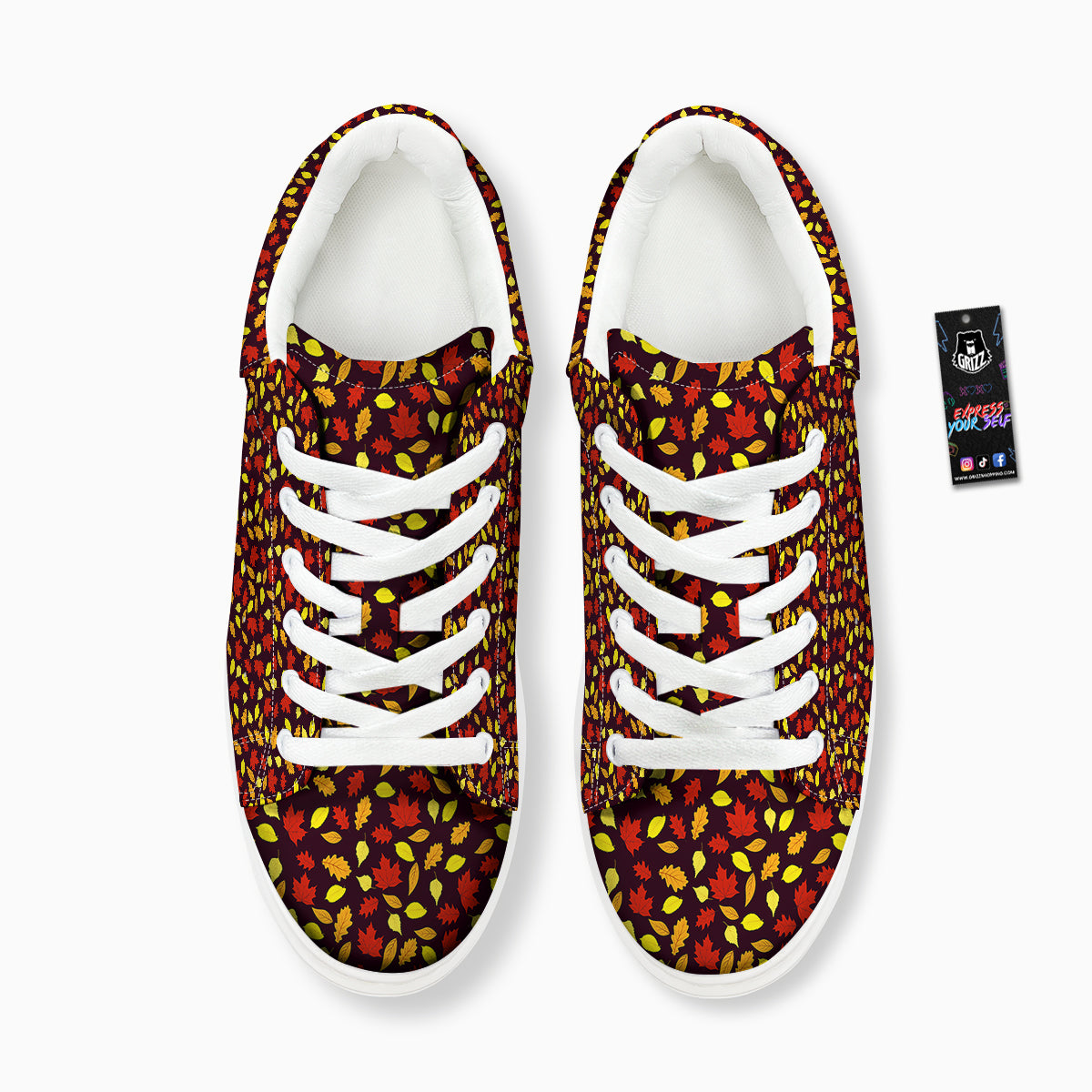 Back And Elm Maple Leave Print Pattern Platform Shoes-grizzshop