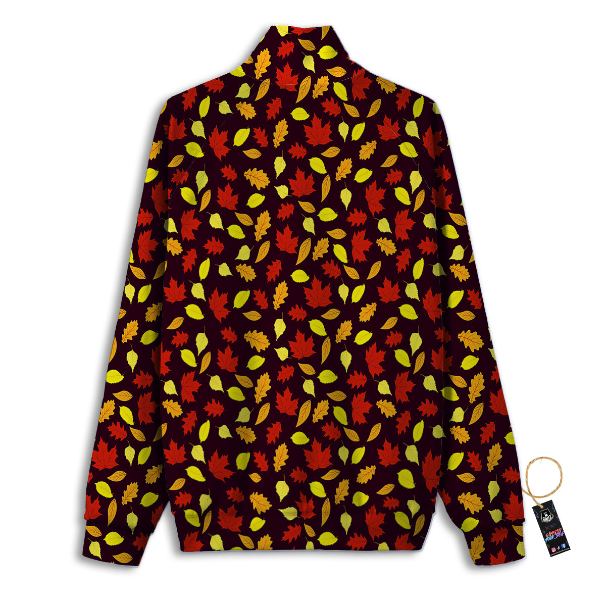 Back And Elm Maple Leave Print Pattern Track Jacket-grizzshop
