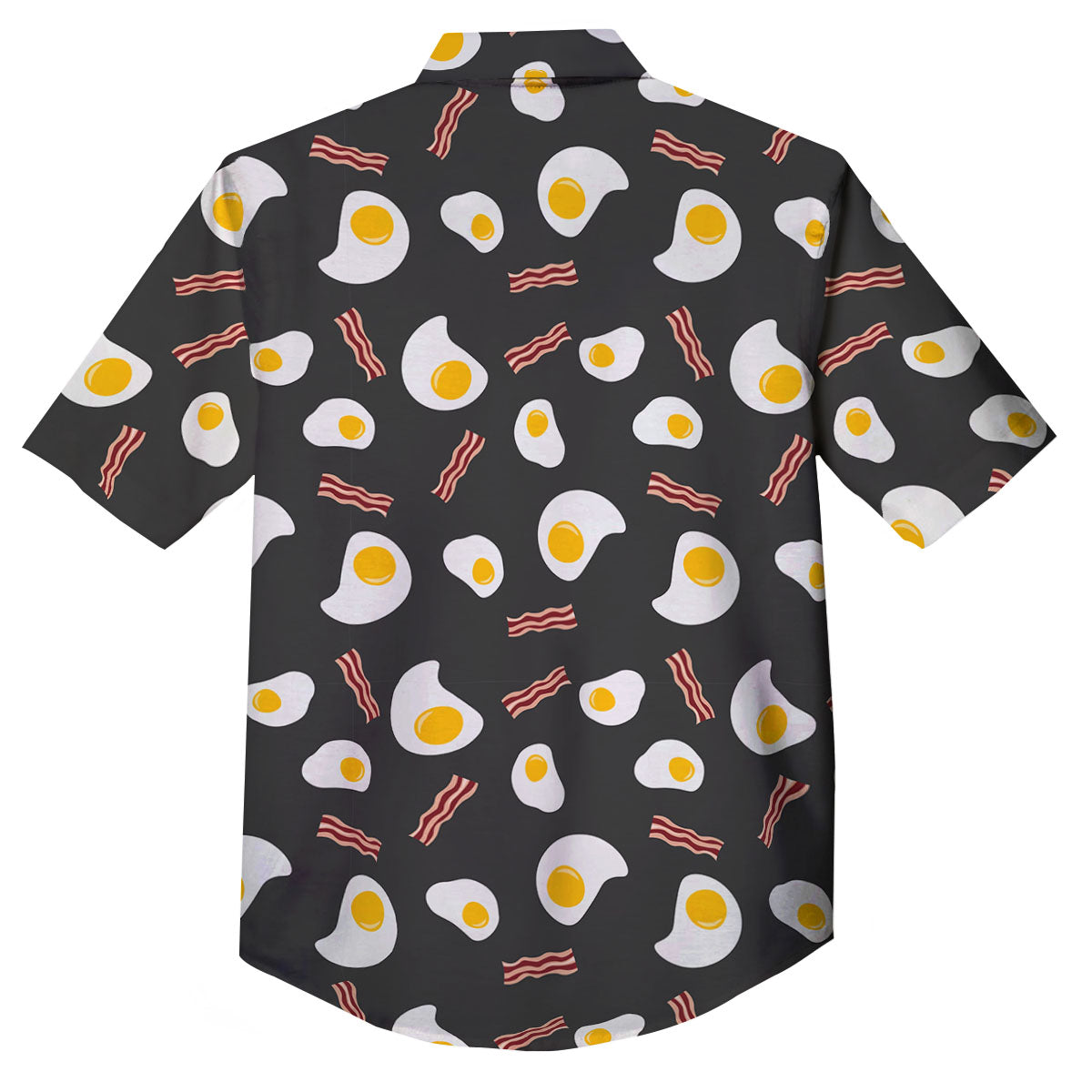 Bacon And Black Fried Egg Print Pattern Button Up Shirt-grizzshop