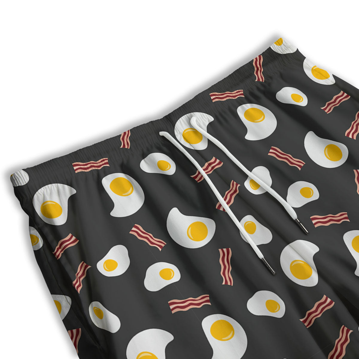 Bacon And Black Fried Egg Print Pattern Men's Athletic Shorts