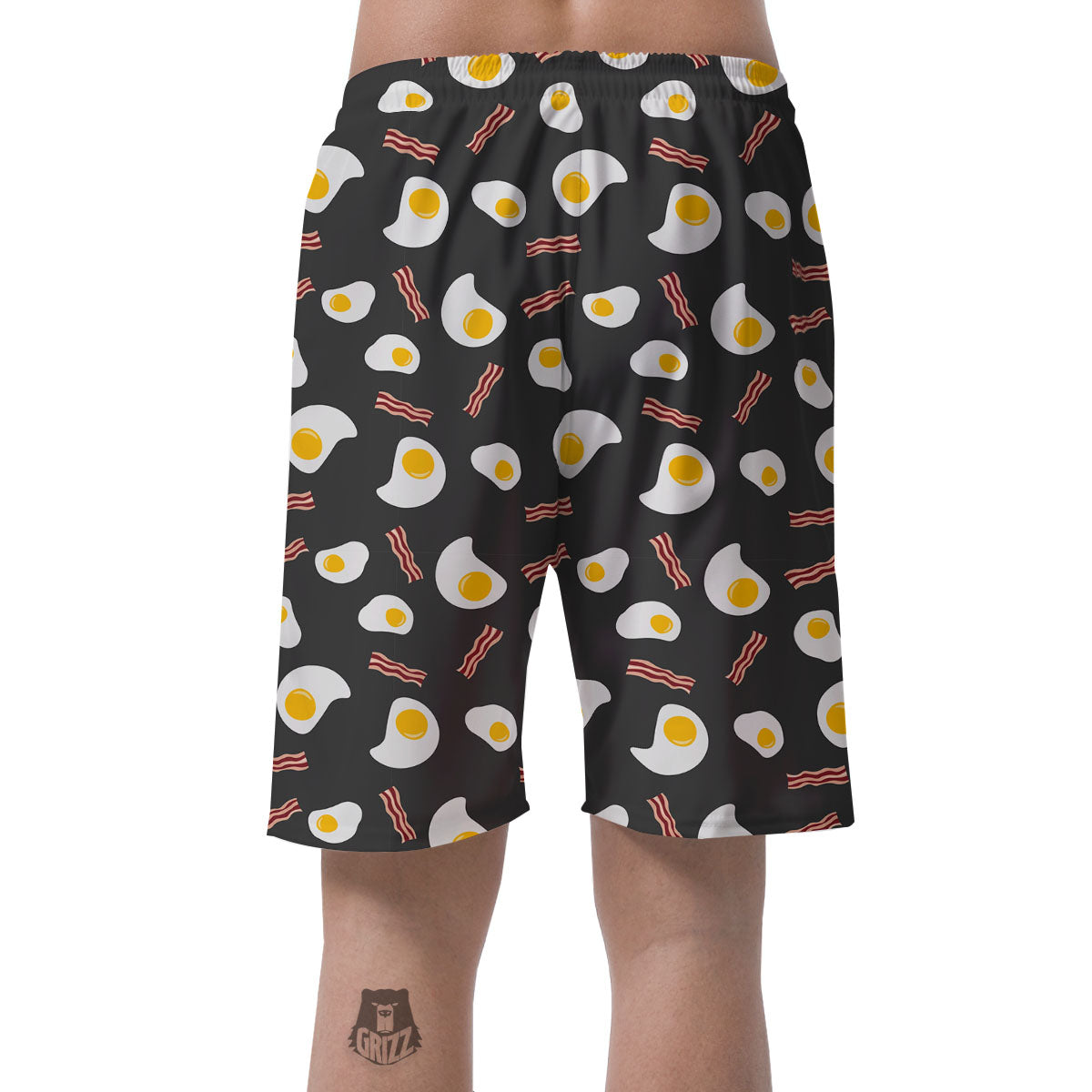 Bacon And Black Fried Egg Print Pattern Men's Shorts-grizzshop