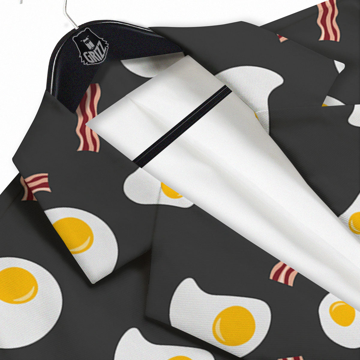 Bacon And Black Fried Egg Print Pattern Men's Sport Coat-grizzshop