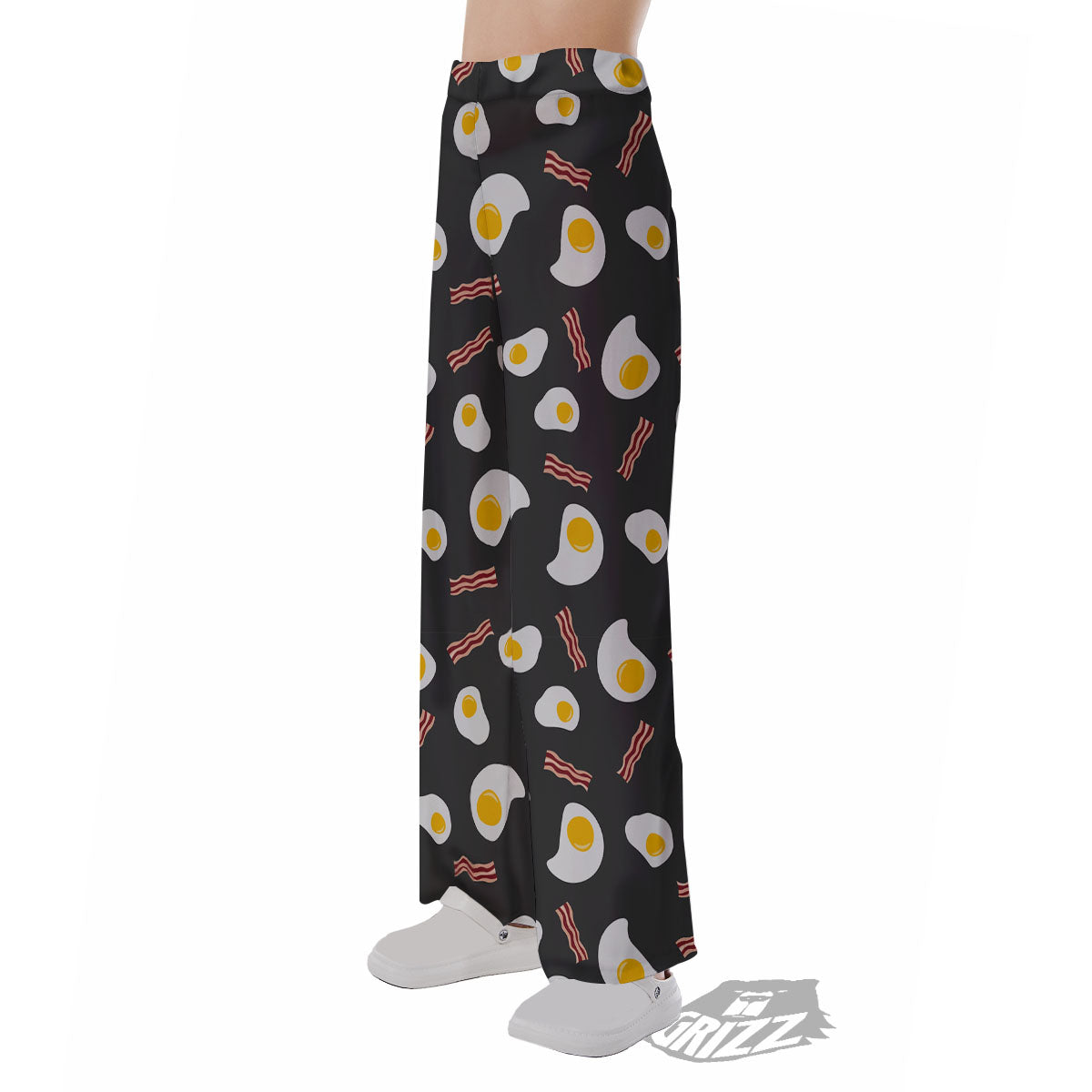 Bacon And Black Fried Egg Print Pattern Pajama Pants-grizzshop