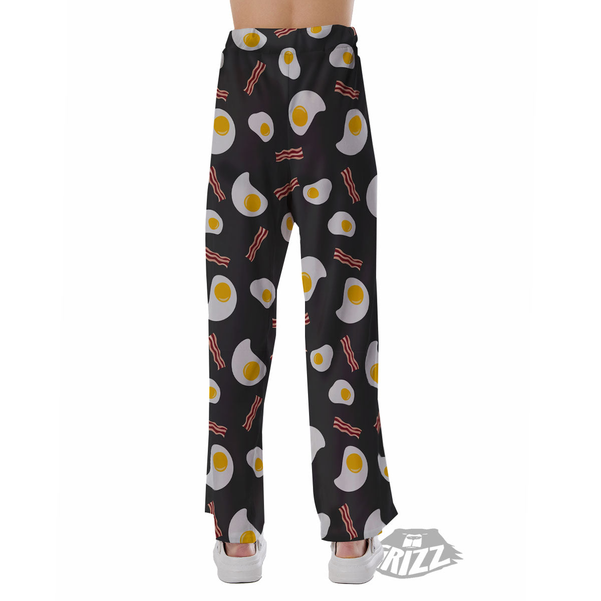 Bacon And Black Fried Egg Print Pattern Pajama Pants-grizzshop