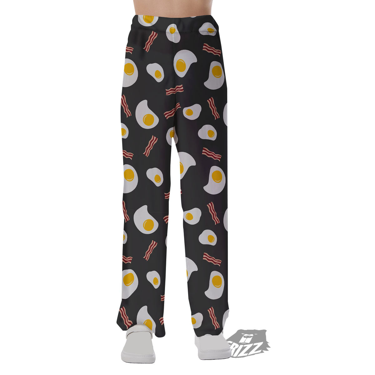 Bacon And Black Fried Egg Print Pattern Pajama Pants-grizzshop