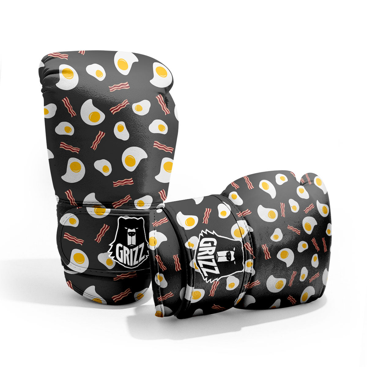 Bacon And Black Fried Egg Print Pattern Pro Boxing Glove