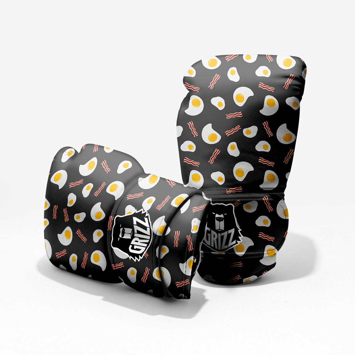 Bacon And Black Fried Egg Print Pattern Pro Boxing Glove