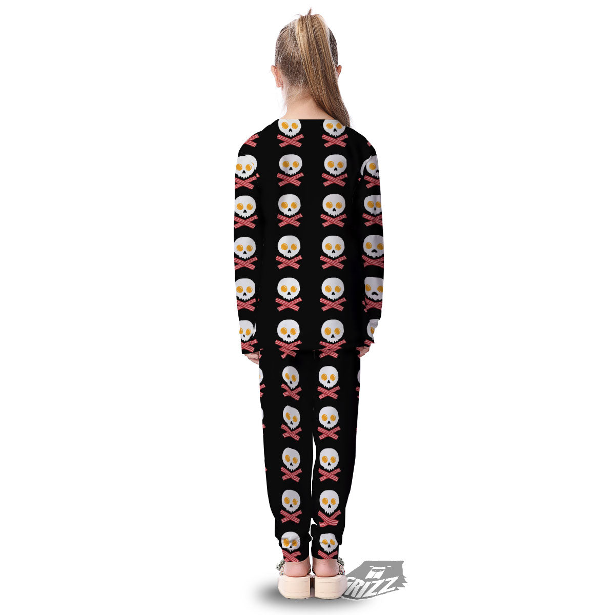 Bacon And Skull Fried Egg Print Pattern Kid's Pajamas-grizzshop