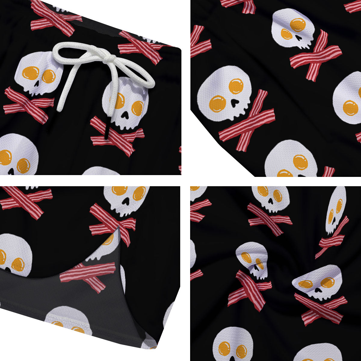 Bacon And Skull Fried Egg Print Pattern Men's Running Shorts-grizzshop