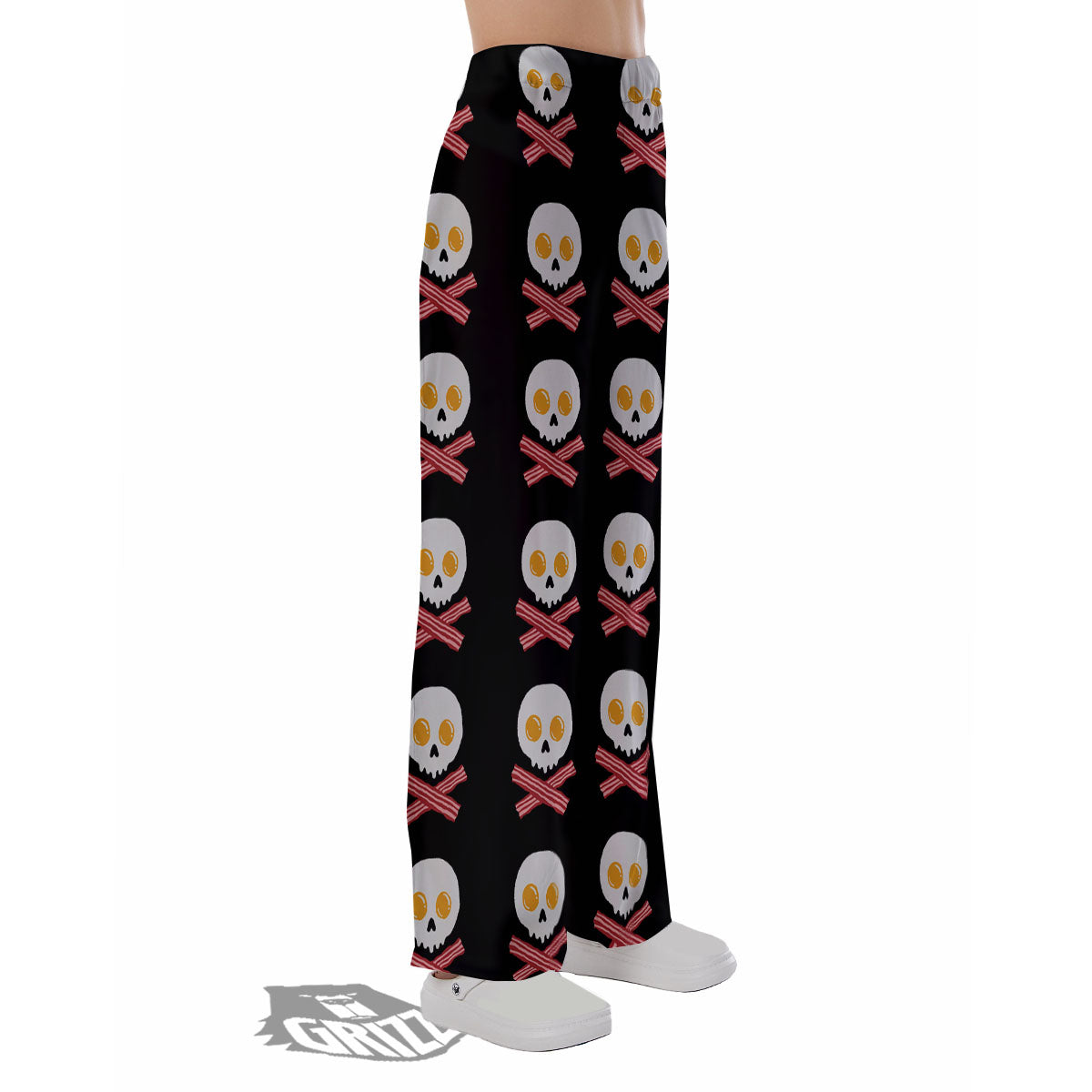 Bacon And Skull Fried Egg Print Pattern Pajama Pants-grizzshop