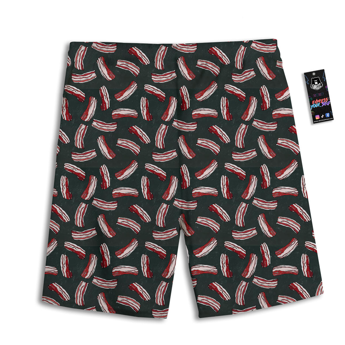 Bacon Black Print Pattern Men's Athletic Shorts